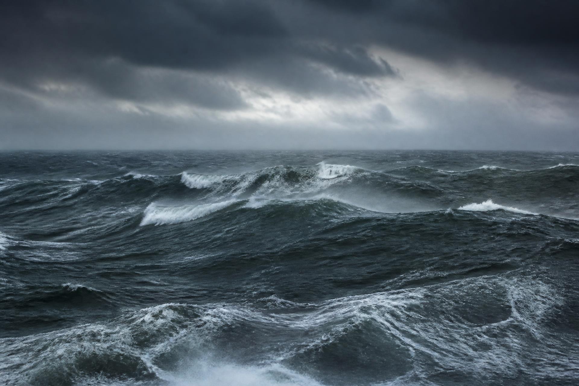 Dark Atlantic swell under heavy weather